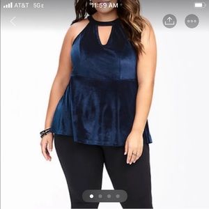Faux velvet Keyhole peplum